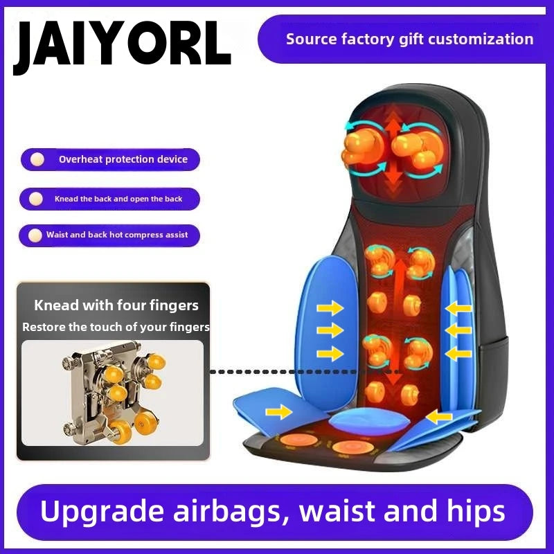 3D Massage cushion Shiatsu Neck & Back with Heat Full Back Rolling Massage Chair Pad with Height Adjustment Airbags Waist Hips