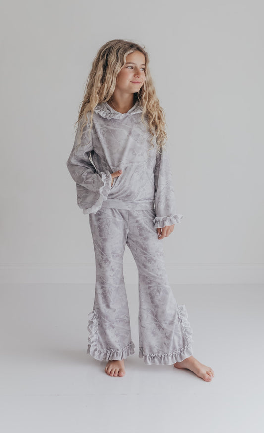 Gray Light Camo Hooded Set