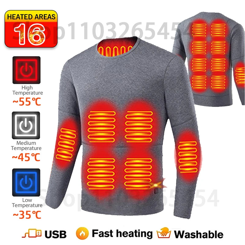 52 Areas Heated Underwear Winter Thermal Women Men Heating Jacket Winter Accessories USB Electric Heating Clothes
