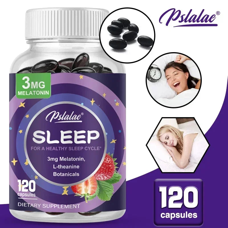 With 3 Mg Melatonin & L-Theanine Capsules, Sleep Support Helps Calm Mind and Body for Better, Longer Sleep 120 Capsules