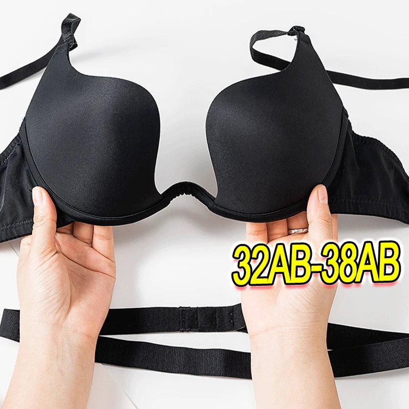 Women Push Up Bra Backless Bras Low Cut Sexy Plunge Brassiere Open Back Underwear Invisible Bra Seamless Deep U Lingerie