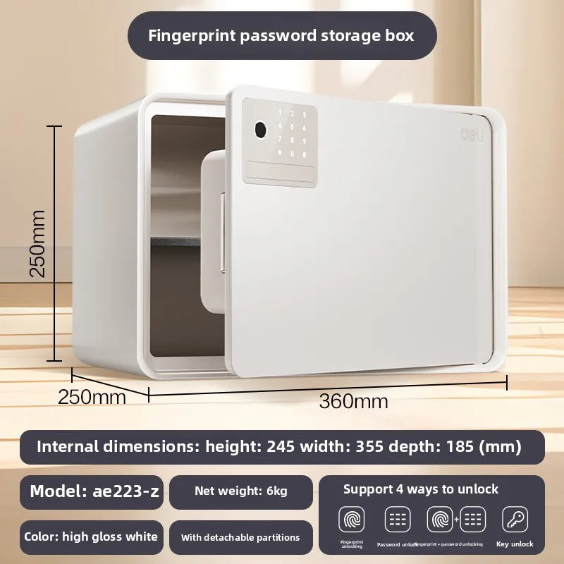Safe deposit box household small fingerprint password automatic door opening 20/25cm anti-theft password key safe