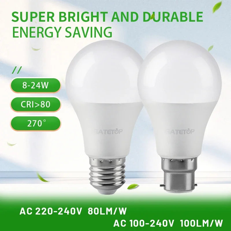 2PCS 24W 20W 18W 15W Bulb Hight Lumen E27 B22 Base Led Lamps AC220V 230V 110V Light Lamps for Home