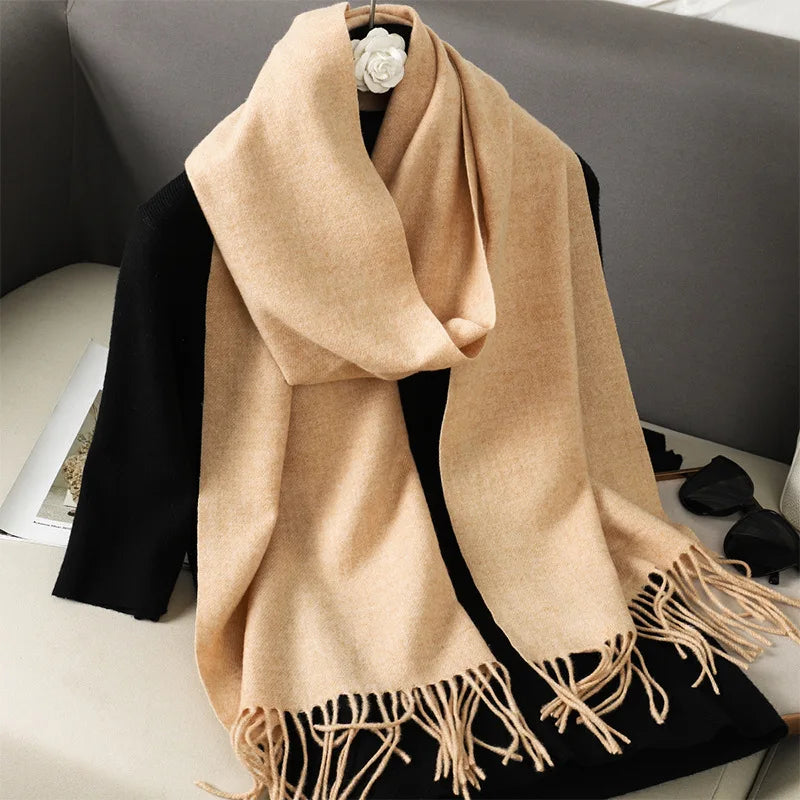Color Solid Women Winter Scarf Warm Thicken Cashmere Shawl