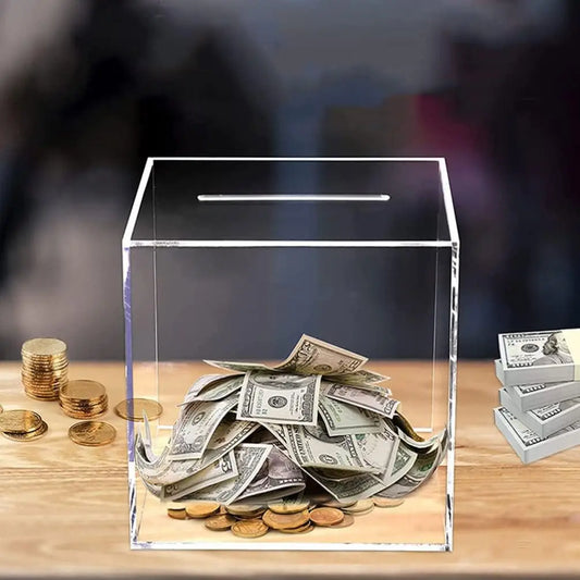 Piggy Banks for Adults Clear Acrylic Money Saving Bank Break to Open