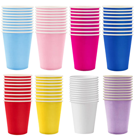 10/20/30/50/100pcs Disposable Paper Cups Solid Color For Water DIY Birthday Wedding Party Picnic BBQ Travel and More