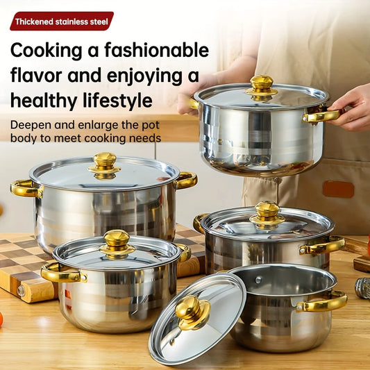Stainless steel cooking pot with lid
