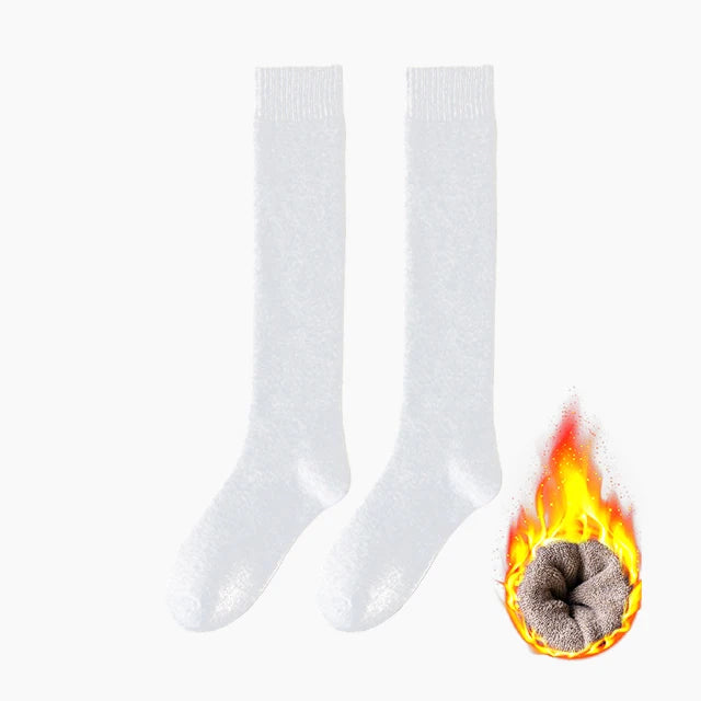 Women's Winter Warm Long Stockings Thick Thermal Cotton Terry Solid Breathable Knee High Socks