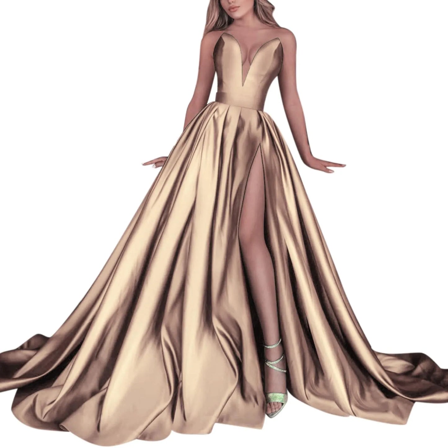 Elegant One Shoulder Sequin Sexy Dress A-Line Dress Solid Color High Split