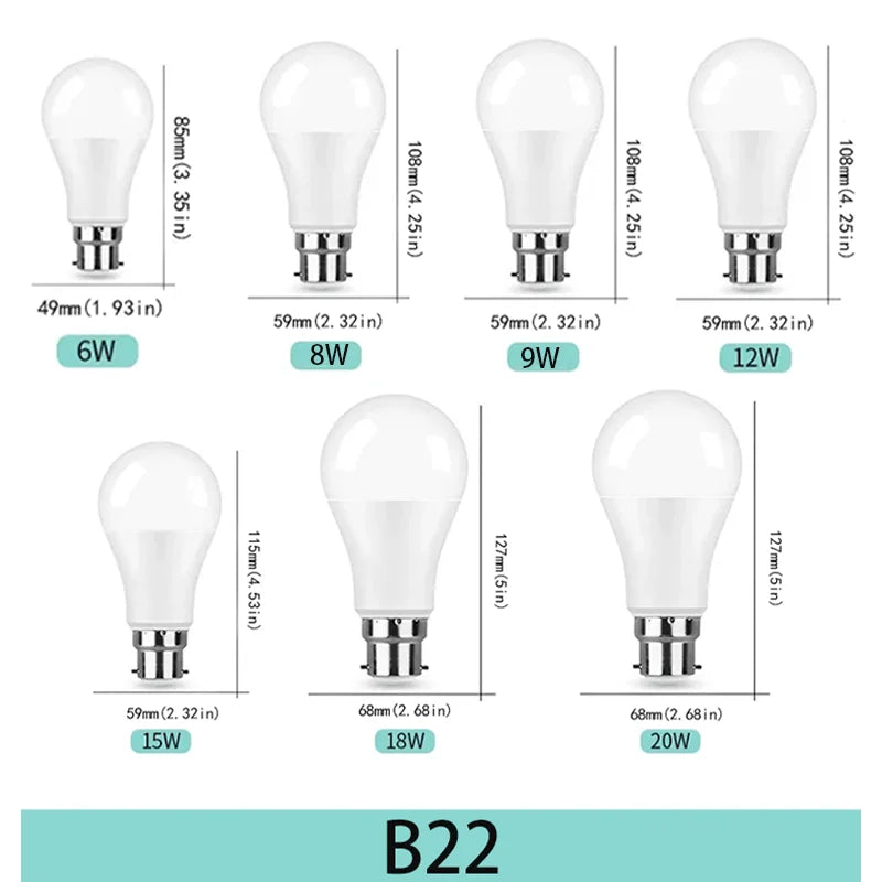 8PCS LED Bulb E27 B22 E14 AC220/110V 3W 6W 9W 12W 15W 18W Brightness and Low Energy Consumption