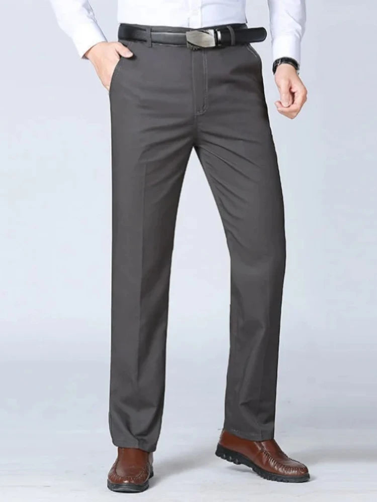 100% Cotton Summer Thin Suit Men's Casual Pants Thick Classic Stretch Trousers