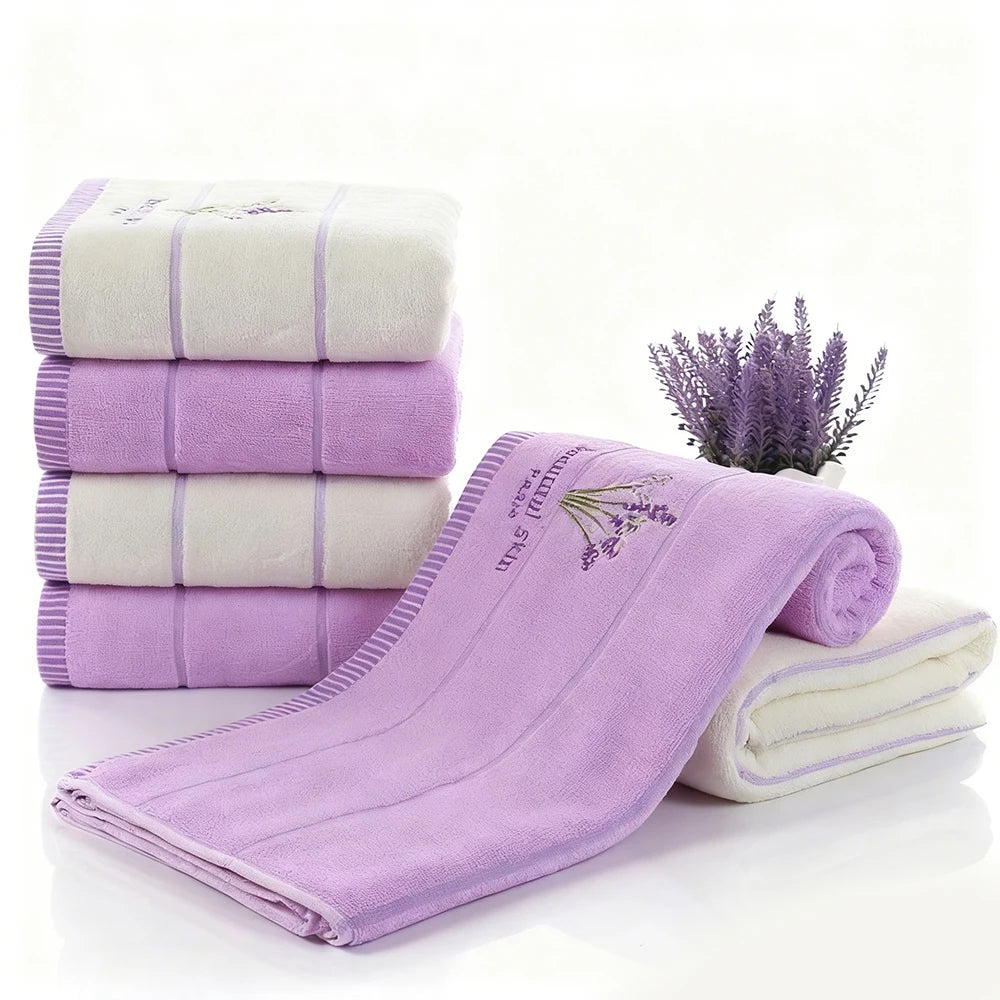 High Quality Towel Cotton Embroidery Lavender Aromatherapy Soft Hand Face Towel Set 34 X 74cm Hand Towel