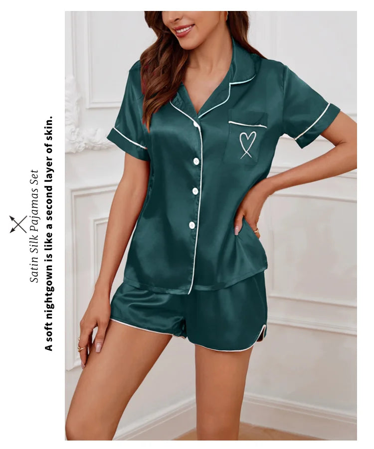 Women's Pajamas Lounge Set Short Sleeve Top & Shorts