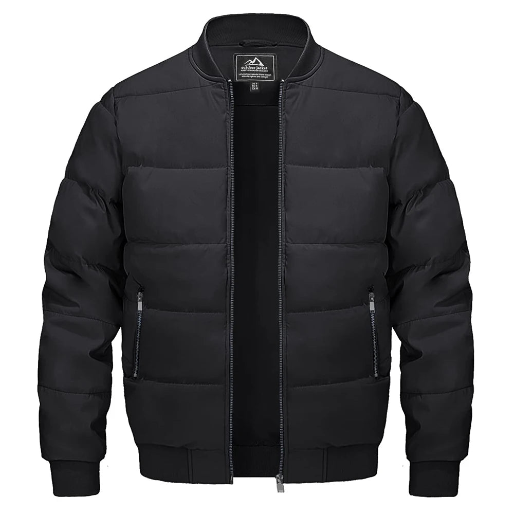Men's Thermal Bomber Jackets Fall Winter Windproof Baseball Coat Full Zip