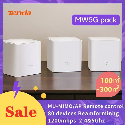 Tenda Mesh WiFi Router AC1200 2.4&5Ghz MW5G 1200mbps Nova Mesh Router Up to 6000 Sq.ft Tenda Global Version Gigabit Mesh Router