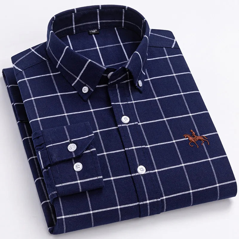Men's Oxford Dress Shirts 100% Cotton Spring Long Sleeve Casual Business Formal