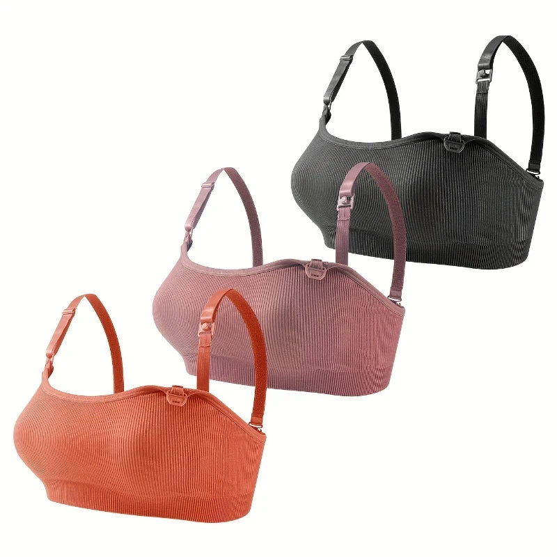 3 PCS Set Breathable Front Open Nursing Bra Maternity Underwear Pregnancy Bra Full Cup Wireless Comfortable Breastfeeding Bra