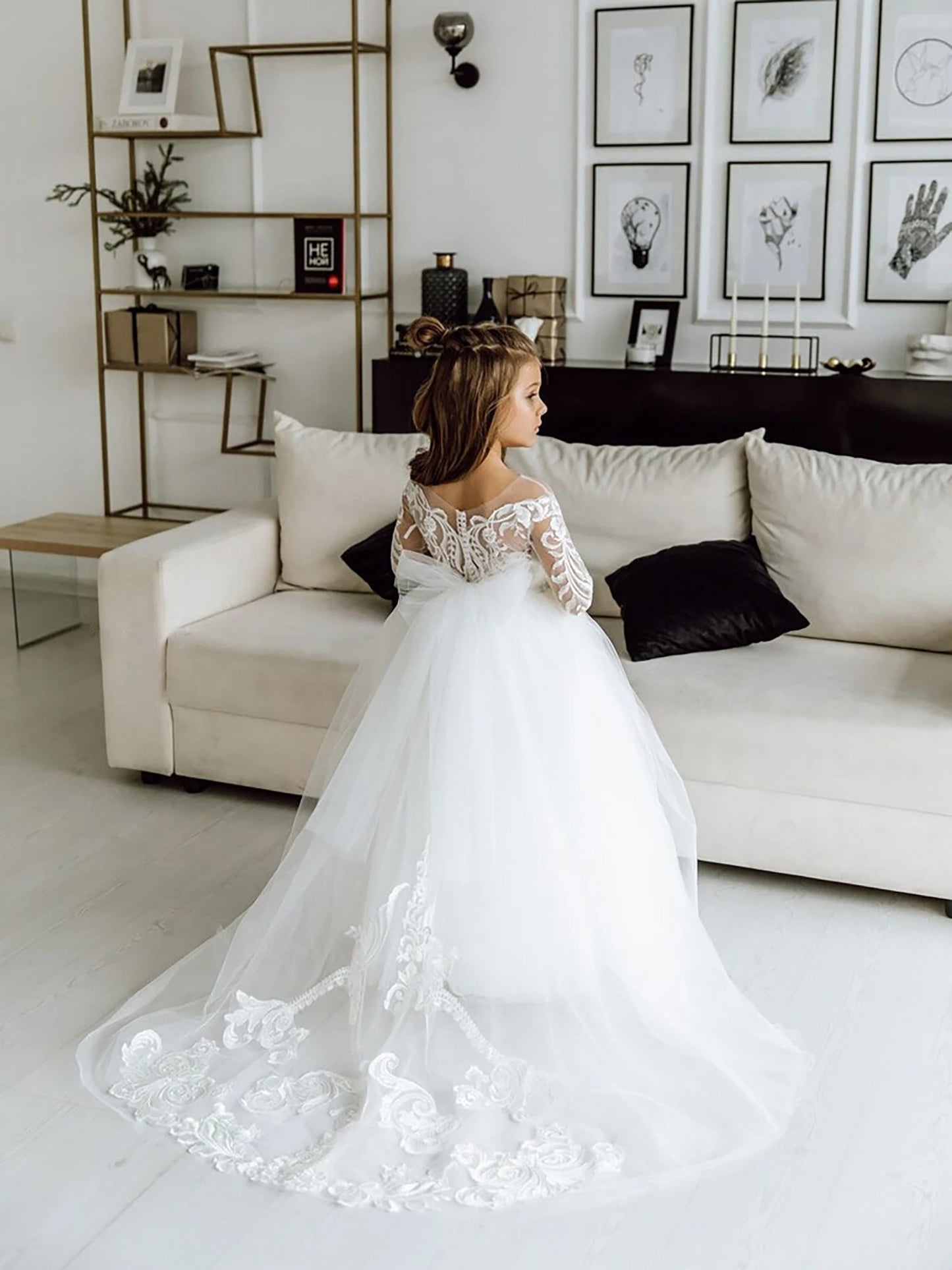 Lace Tulle Princess Flower Girl Dress