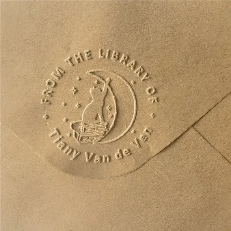 Custom Initials Embosser stamp,Book Embosser Personalized Wedding Embossing Stamp, Address Stamp, Form the Library Embosser