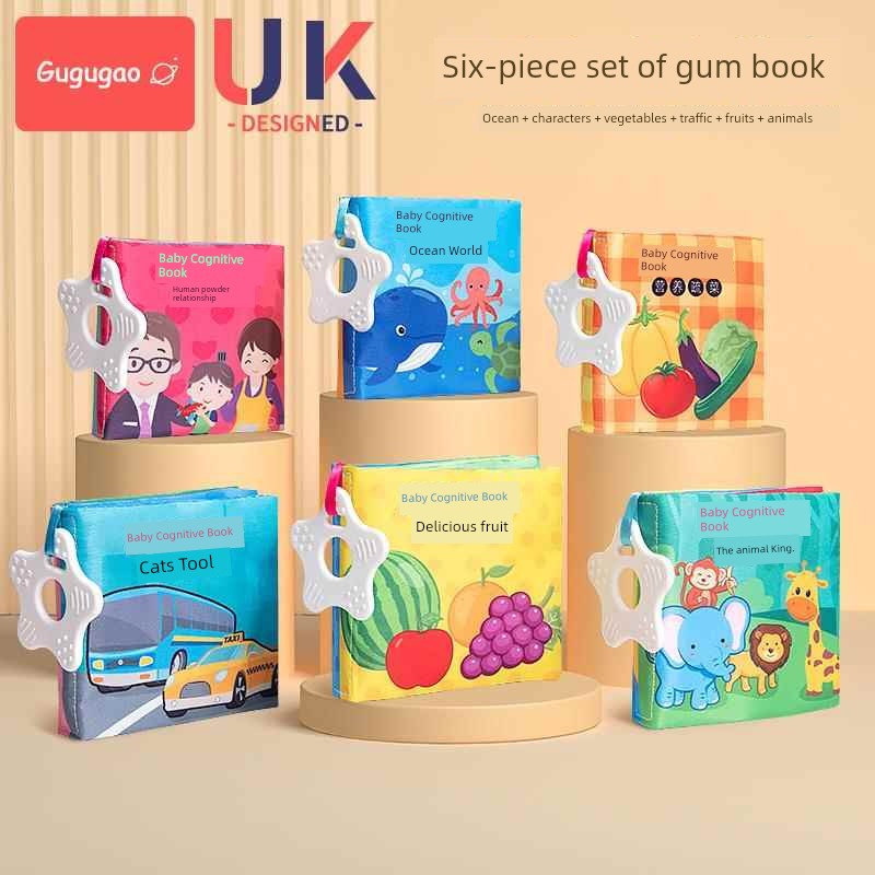 Baby Cloth Book Early Education Baby Tear-Proof Biteable Three-Dimensional Shredded Book 6 Months Cognitive Puzzle Sound Toy