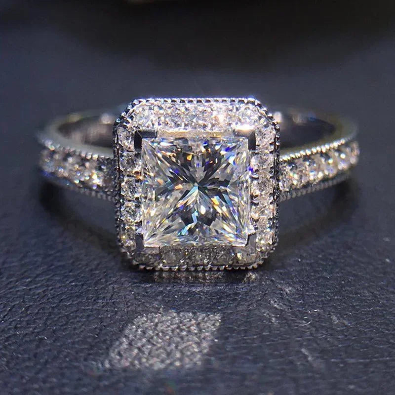 Women's Square Jewelry Ring Geometric Luxury Inlaid AAA Cubic Zirconia