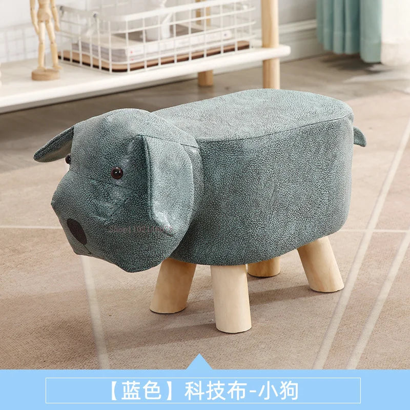 Real Wood Low Stools Creative Animal Elephant Cartoon Family Change Shoe taburete Small Stool ottomans Lovely pouf