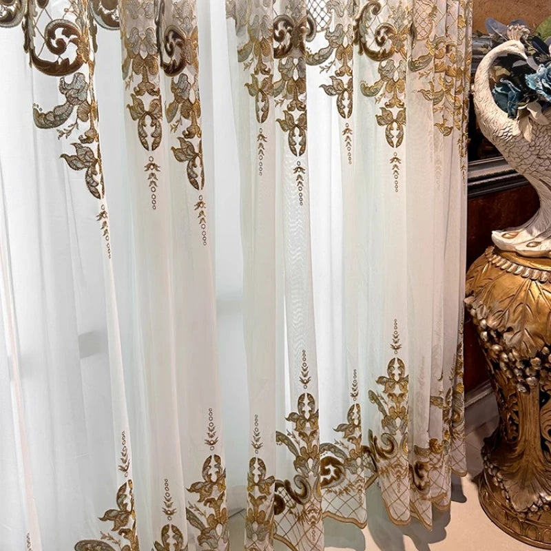 European Style Embroidery Tulle Curtains for Living Room Bedroom Window Screen Customize