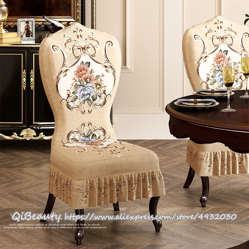 Luxury high-quality European table chair cover Elastic seat cover Protective cover Full skirt stool cover Home decoration