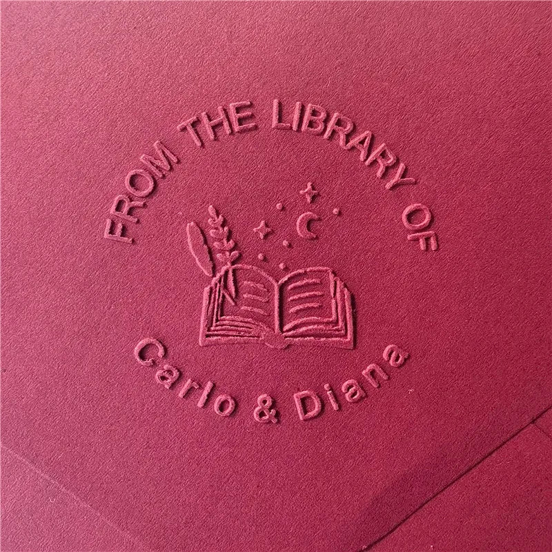 Custom Initials Embosser stamp,Book Embosser Personalized Wedding Embossing Stamp, Address Stamp, Form the Library Embosser