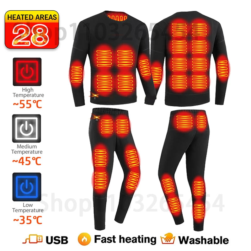 52 Areas Heated Underwear Winter Thermal Women Men Heating Jacket Winter Accessories USB Electric Heating Clothes