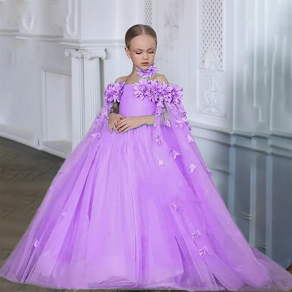 Princess Flower Wedding Party Dress For Girls