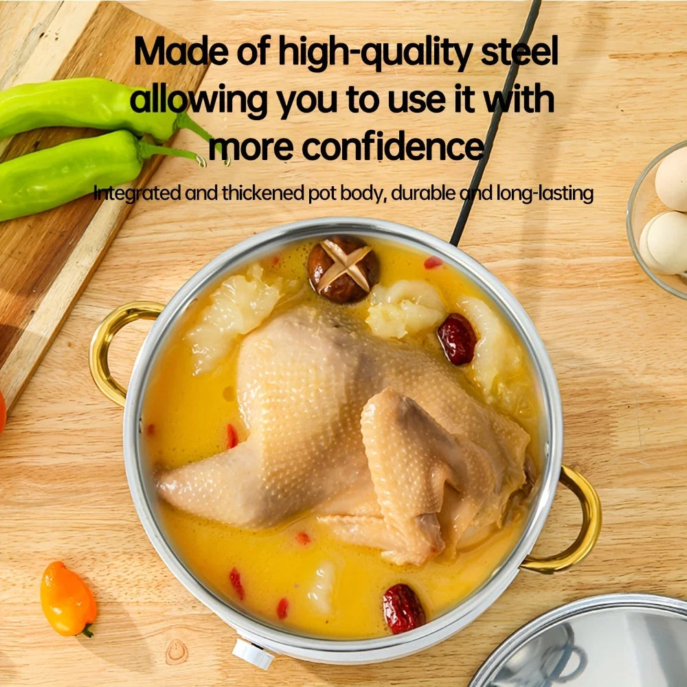 Stainless steel cooking pot with lid