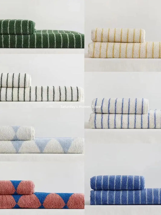 Striped Geometric Rhombuses Cotton Soft Towels
