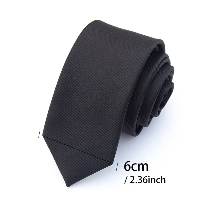 Classic Black Solid Ties for Men High Quality Women Neckties for Wedding Party Business Casual