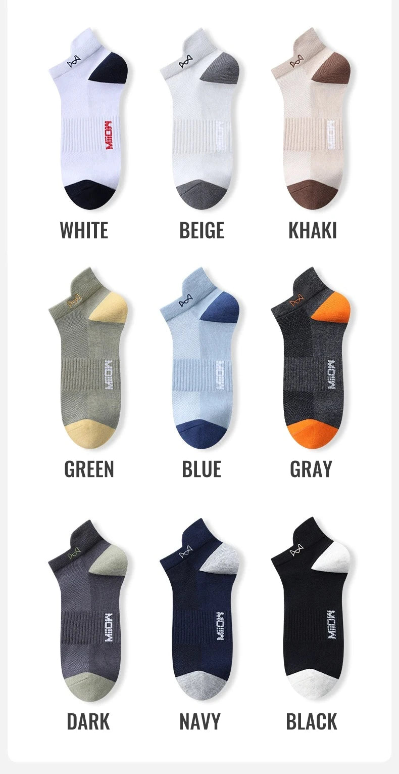 100% Pure Cotton Men Short Socks Set Lycra Band Ear-lifting Heel Protection Deodorant Antibacterial Sports Ankle Sock
