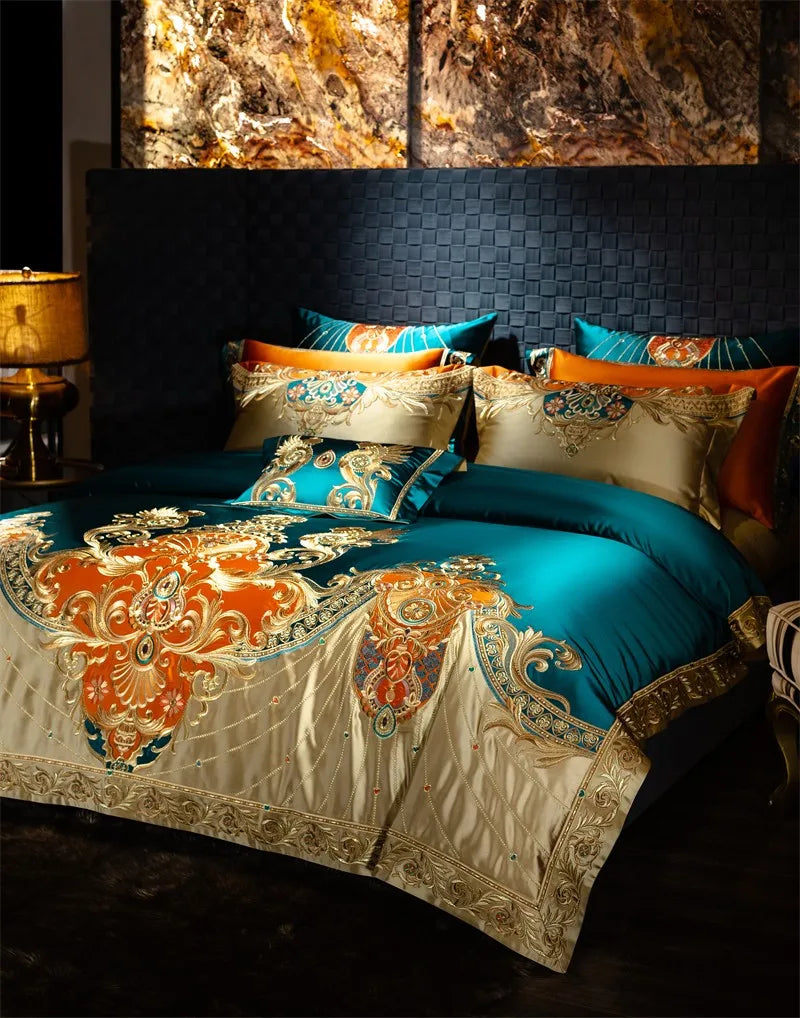 Royal Luxury Bedding Comforter Embroidery Duvet Cover Set 4/6/10Pcs
