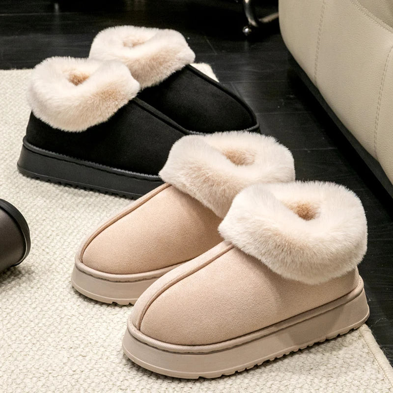 Women's Autumn Winter Cotton Slippers With Thick & Soft Soles Outdoor Indoor Wear, Comfortable Warm Anti-slip