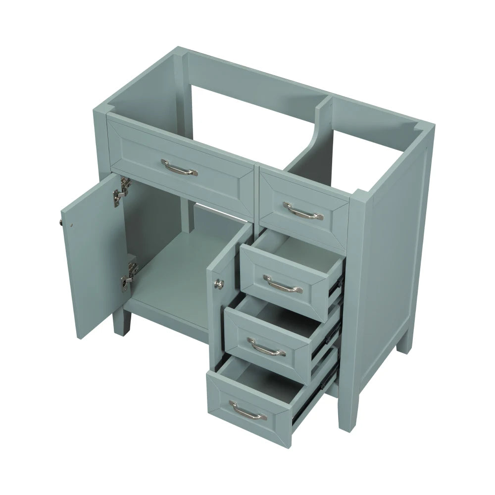 36" Bathroom Vanity with Sink Combo, Green Bathroom Cabinet with Drawers, Solid Frame and MDF Board