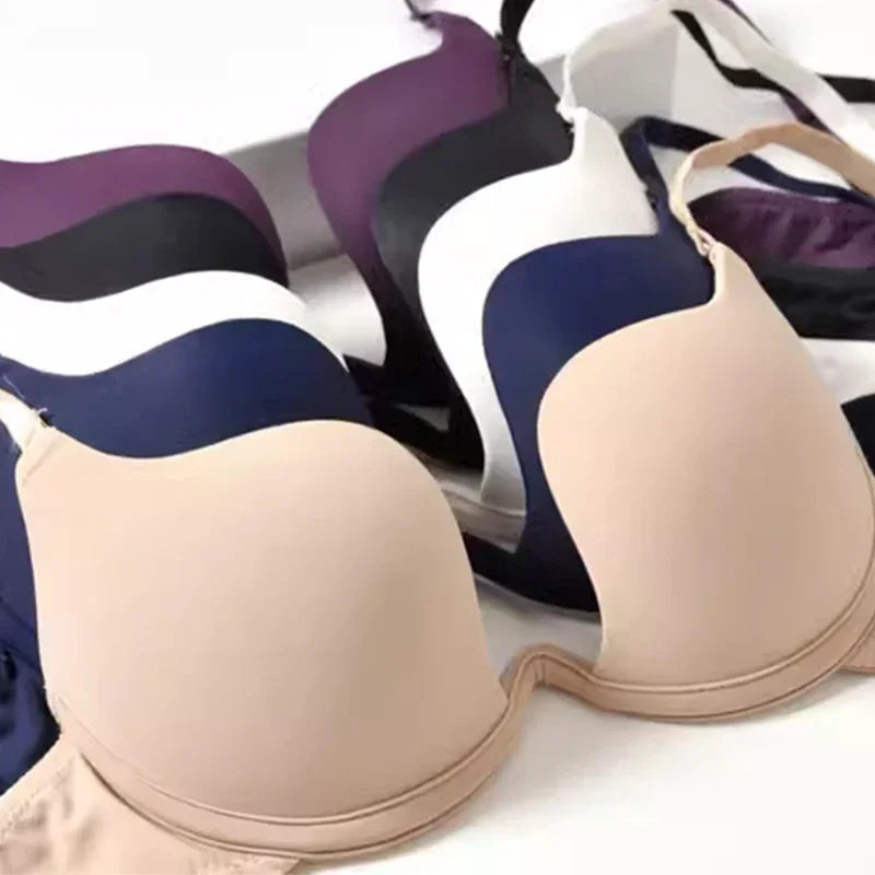 Women Push Up Bra Backless Bras Low Cut Sexy Plunge Brassiere Open Back Underwear Invisible Bra Seamless Deep U Lingerie