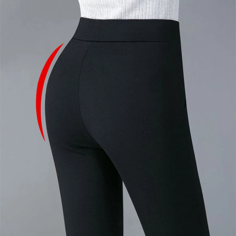 Thin & Thick Stretch Winter Pencil Pants Fleece Thermal Leggings