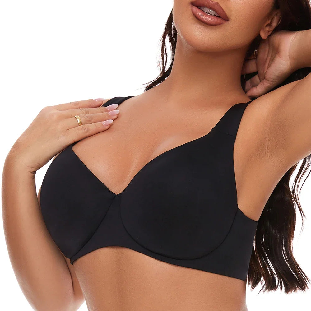 Sheroine Plus Size Underwire Bra Minimizer, Full Coverage Seamless Unlined Bras for Women Unpadded Everyday Support Comfort