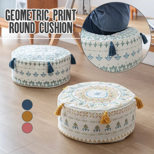 Nordic Boho Unstuffed Ottoman Cover Round Pouf Seat Cushion Tatami Floor Sitting Pier Foot Stool Cover Balcony Living Room Decor