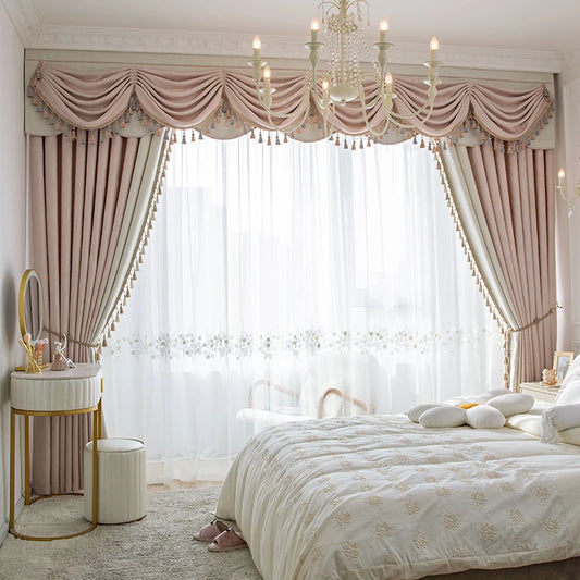 Pink Living Room Modern Bay Window Cloth Curtain Tulle Valance Drape C1139