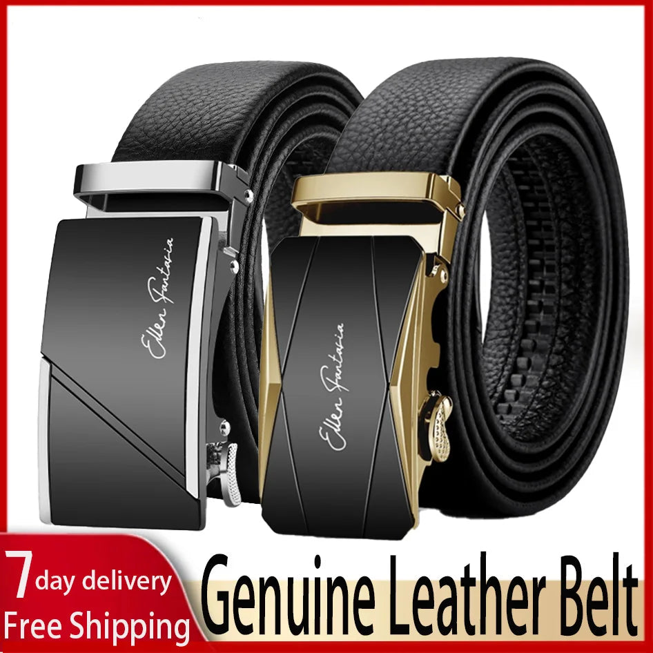 Men's Genuine Leather Belt Adjustable Waistband