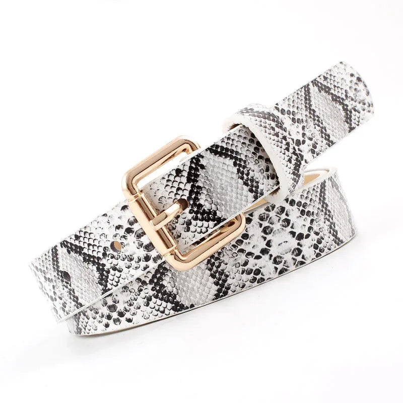 High Quality Women Retro Pu Leather Snake Skin texture Waist Belt