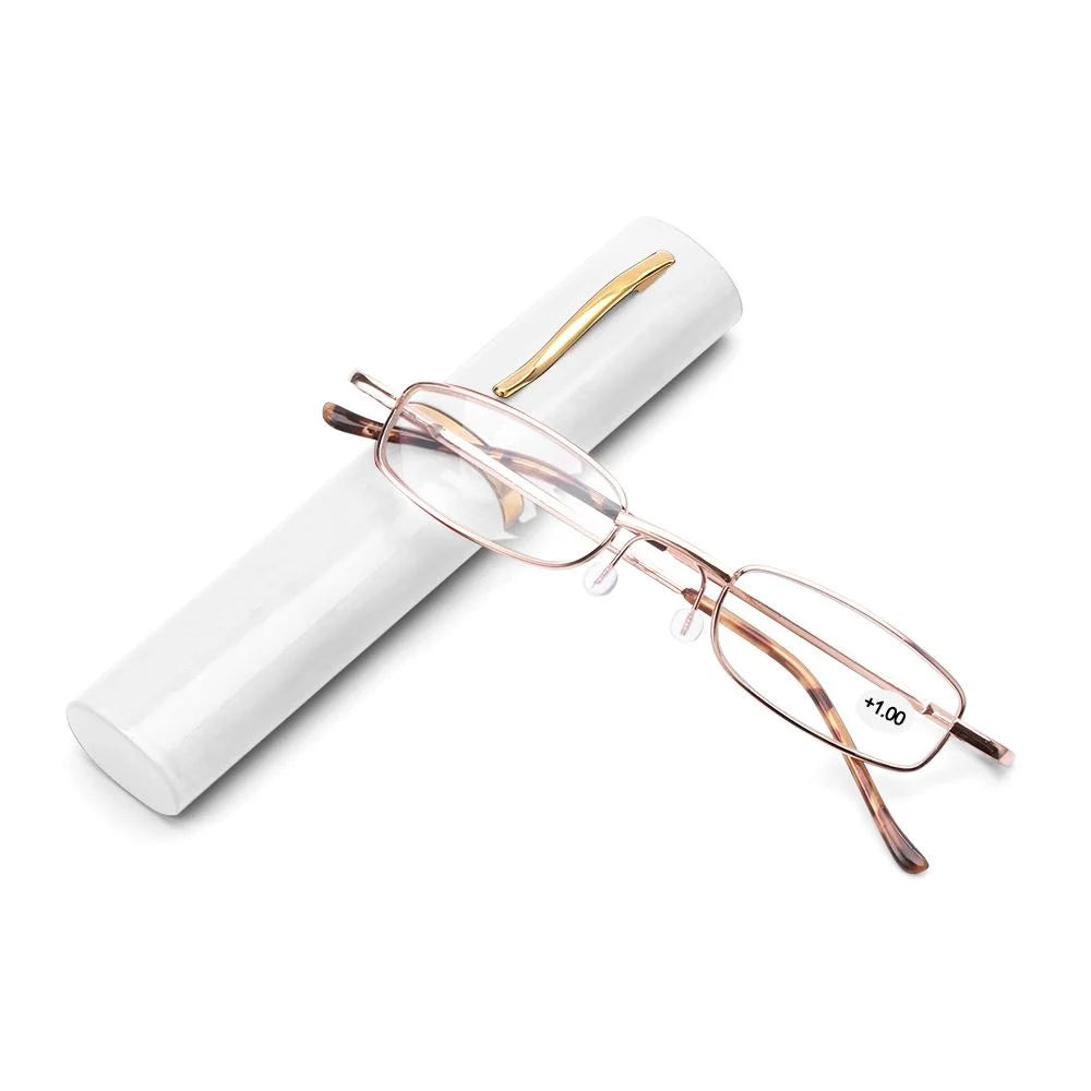 1Set Portable Reading Glasses Men Women Ultra-thin Mini Anti-blue light Presbyopia Eyeglasses with Box Computer Glasses +1.0~4.0