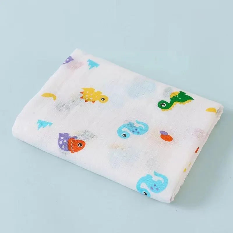 110cm Baby Swaddle Blanket Wrap Burping Clothes Dual Layers Muslin Blankets Boy Girl Organic Soft Cotton