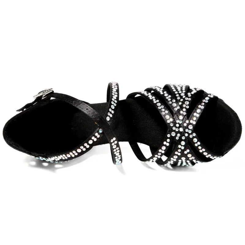 Diamond-encrusted Latin Ballroom Dance Soft Sole Shoes