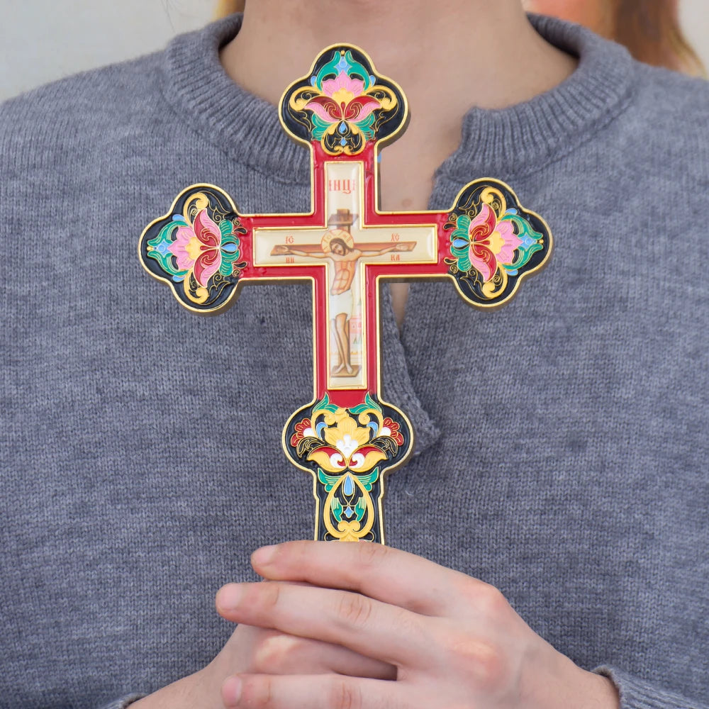 Orthodox golden cross Passion of Jesus church ornaments home altar decorations religious festival gifts