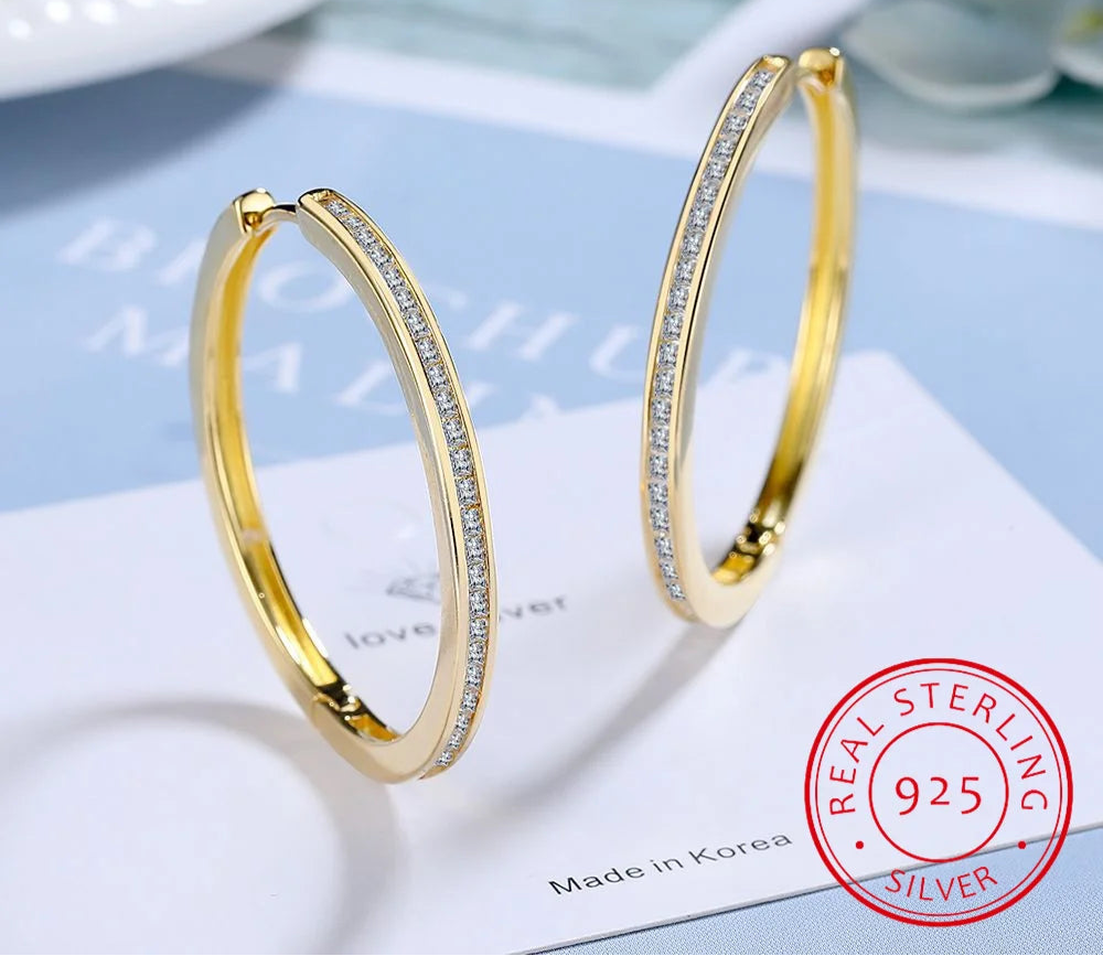 Princess Cut Moissanite Diamond Hoop Earring 925 Sterling Silver 18k Gold Sparkling Fine Jewelry